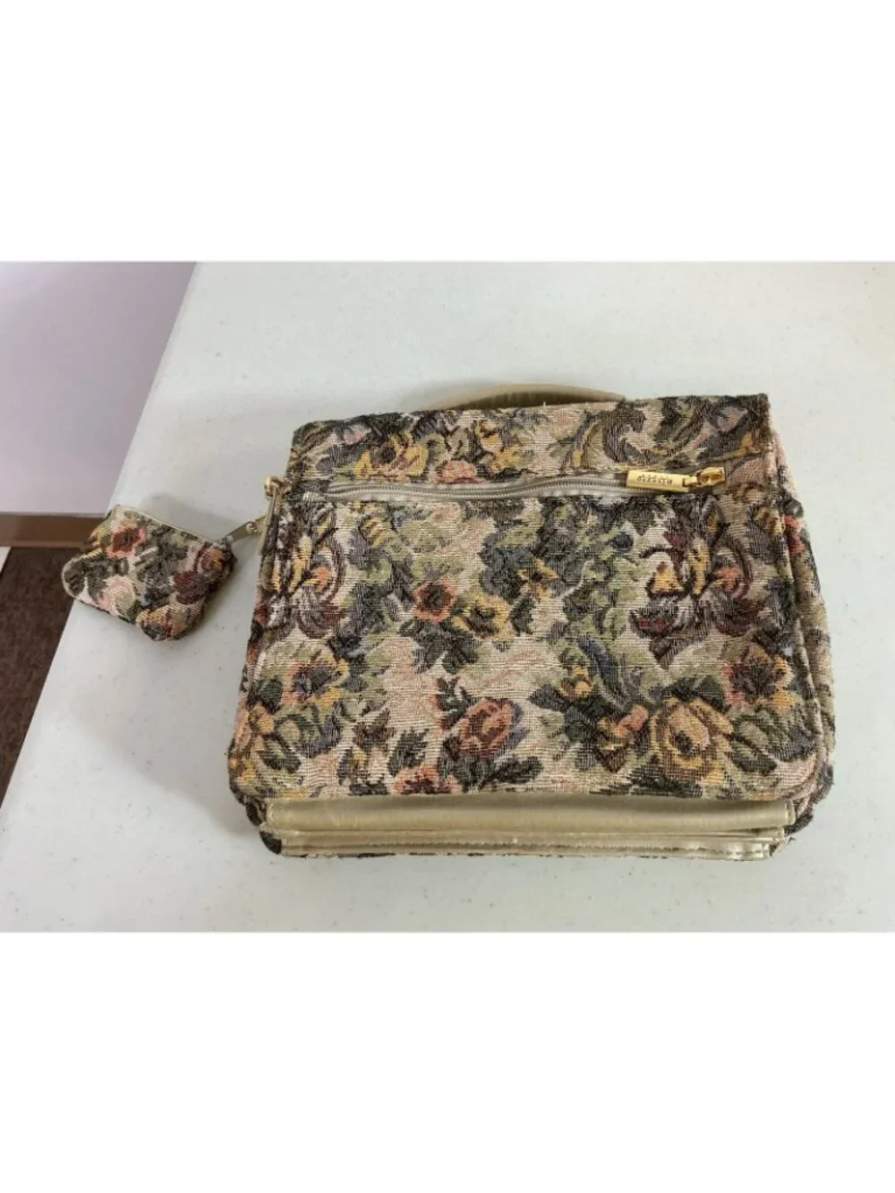 Vintage Floral Tapestry Tote Bag Satchel Made in Italy